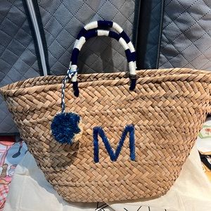 KAYU Straw Tote Bag Beach Bag, M initial